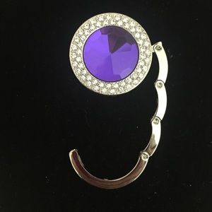 Purple & Rhinestone Purse Hook NIB